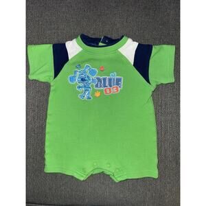 2006 Y2K Nick Jr Blue's Clues Green Embroidered Romper 6-9 Months